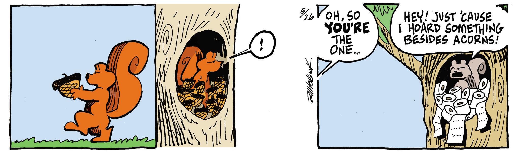 Graphics OCR: 5/26 OHSO YOU'RE THE ONE... Filloret www HEY! JUST 'CAUSE I HOARD SOMETHING BESIDES ACORNS! 5/26 OHSO YOU'RE THE ONE ... Filloret www HEY ! JUST ' CAUSE I HOARD SOMETHING BESIDES ACORNS !