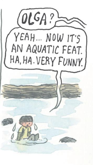 Handwriting OCR: OLGA? YEAH... NOW IT'S AN AQUATIC FEAT. HAHA. VERY FUNNY. OLGA ? YEAH ... NOW IT'S AN AQUATIC FEAT . HAHA . VERY FUNNY .