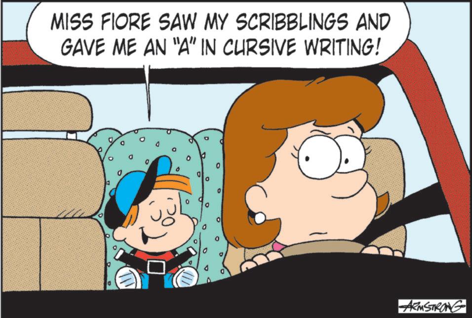 Comic book OCR: MISS FIORE SAW MY SCRIBBLINGS AND GAVE ME AN "A" IN CURSIVE WRITING! TV ???? ARMSTRONG MISS FIORE SAW MY SCRIBBLINGS AND GAVE ME AN " A " IN CURSIVE WRITING ! TV ???? ARMSTRONG