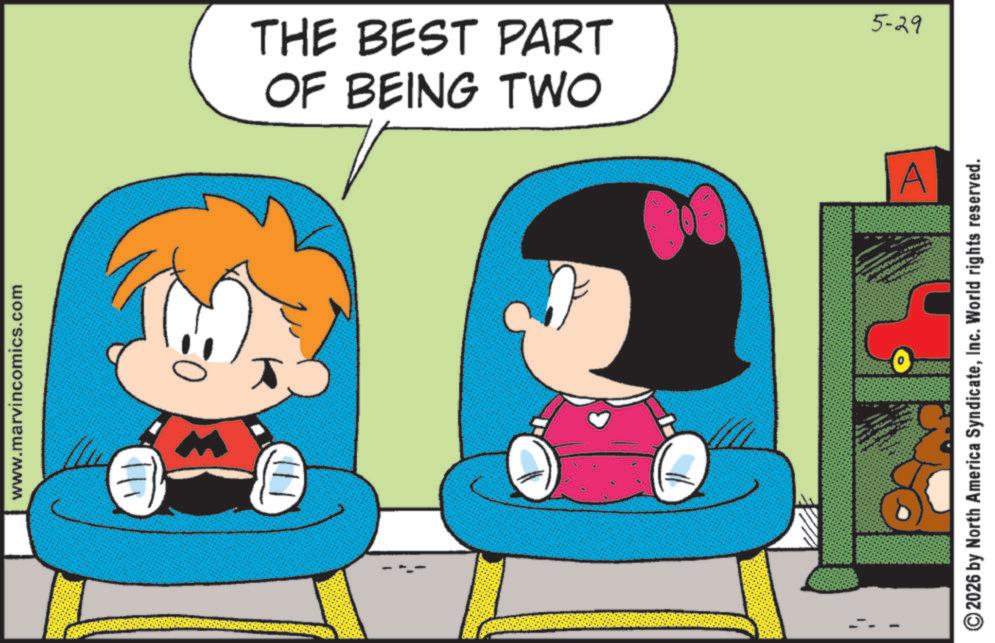 Graphics OCR: www.marvincomics.com 111 111 OF BEING TWO THE BEST PART 5-29 A ©2026 by North America SyndicateInc. World rights reserved. www.marvincomics.com 111 111 OF BEING TWO THE BEST PART 5-29 A © 2026 by North America SyndicateInc. World rights reserved .