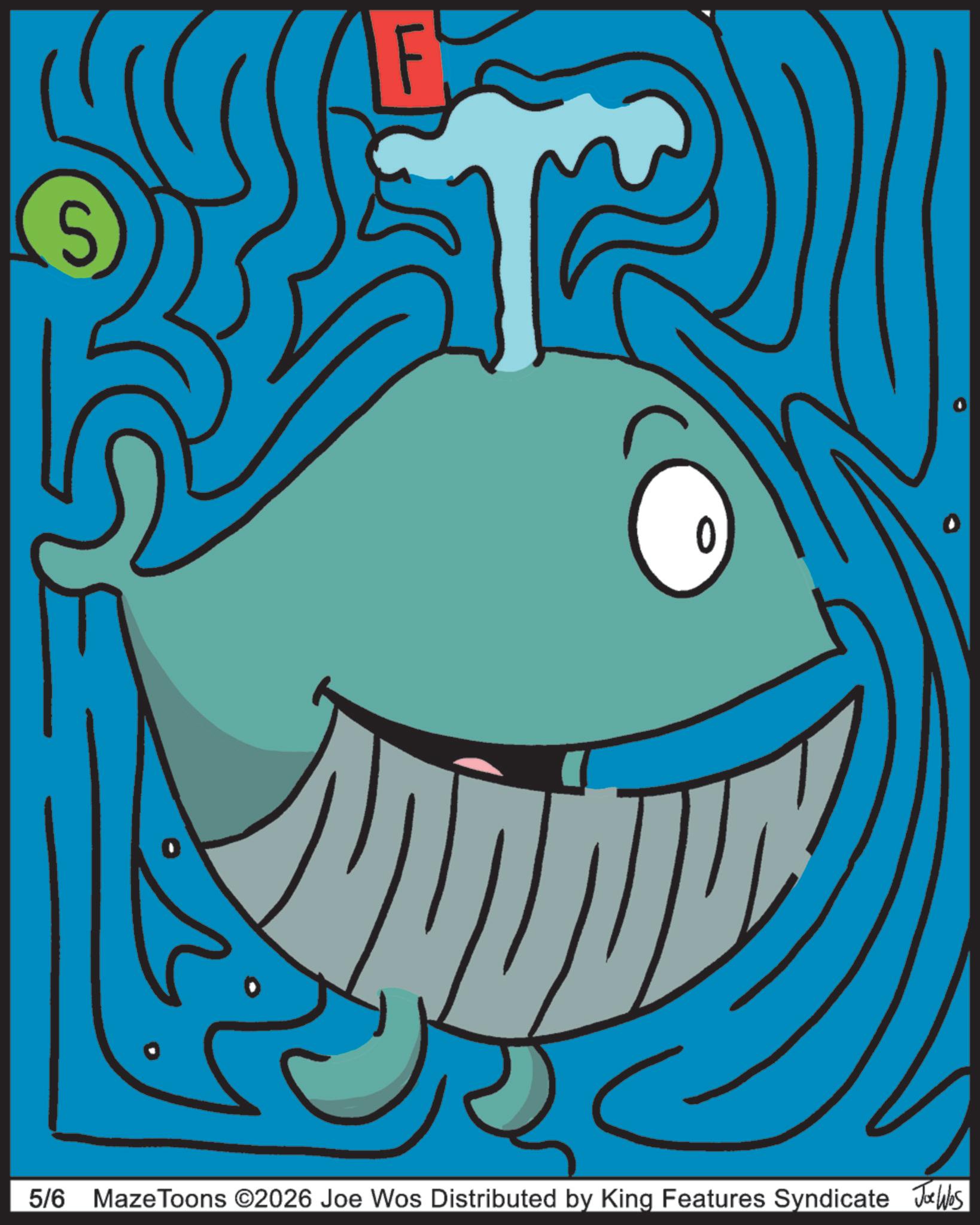 Graphic design OCR: S 5/6 Maze Toons ©2026 Joe Wos Distributed by King Features Syndicate Jobs S 5/6 Maze Toons © 2026 Joe Wos Distributed by King Features Syndicate Jobs