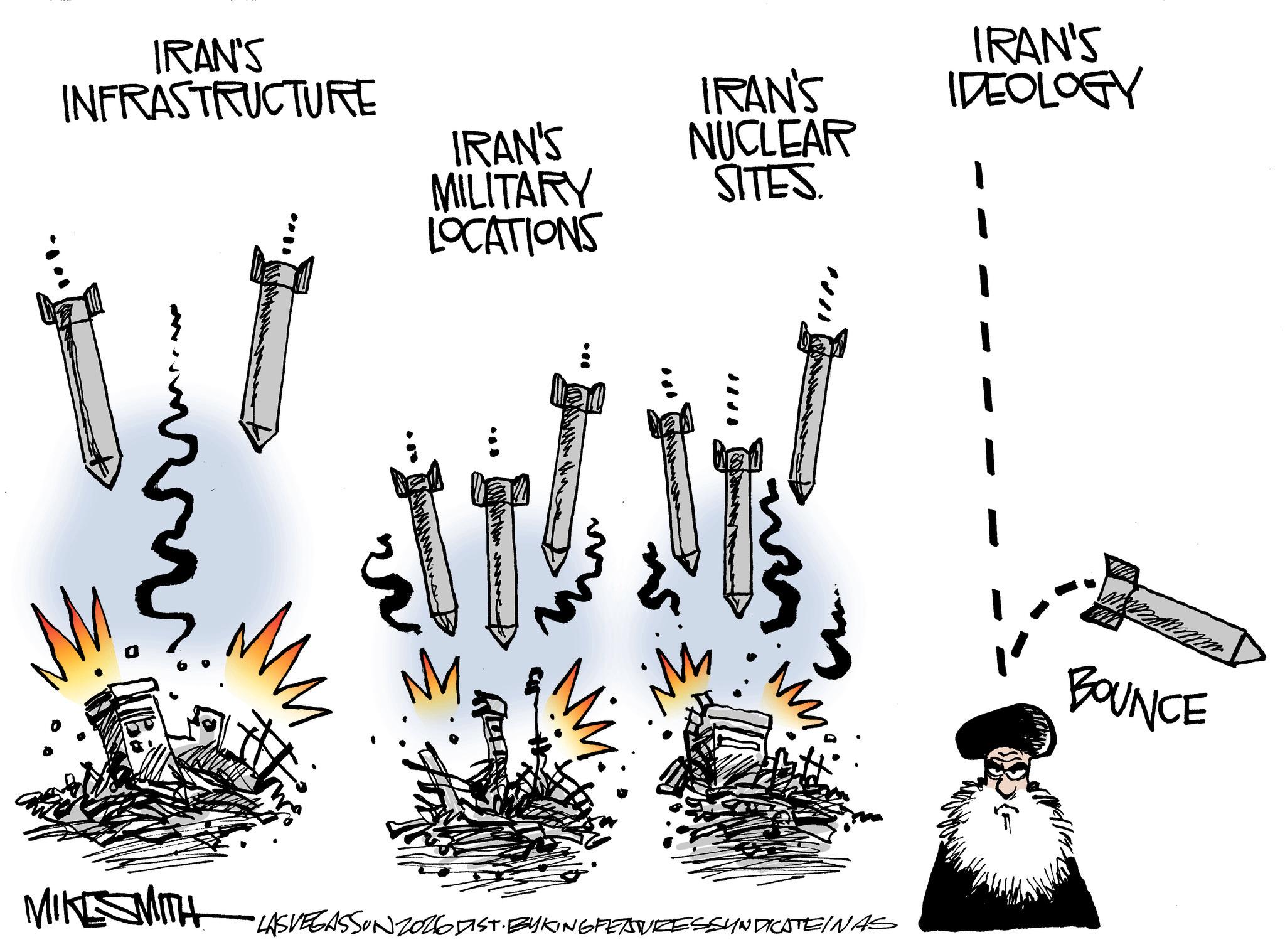 Fiction OCR: IRAN'S INFRASTRUCTURE D 101. IRAN'S IRAN'S IDEOLOGY IRAN'S MILITARY LOCATIONS NUCLEAR SITES. ?? • ... www MIKESMITH LASVEGASSON 2016 DIST. BY KING FEATURESSYNDICATEINAS BOUNCE IRAN'S INFRASTRUCTURE D 101 . IRAN'S IRAN'S IDEOLOGY IRAN'S MILITARY LOCATIONS NUCLEAR SITES . ?? • ... www MIKESMITH LASVEGASSON 2016 DIST . BY KING FEATURESSYNDICATEINAS BOUNCE