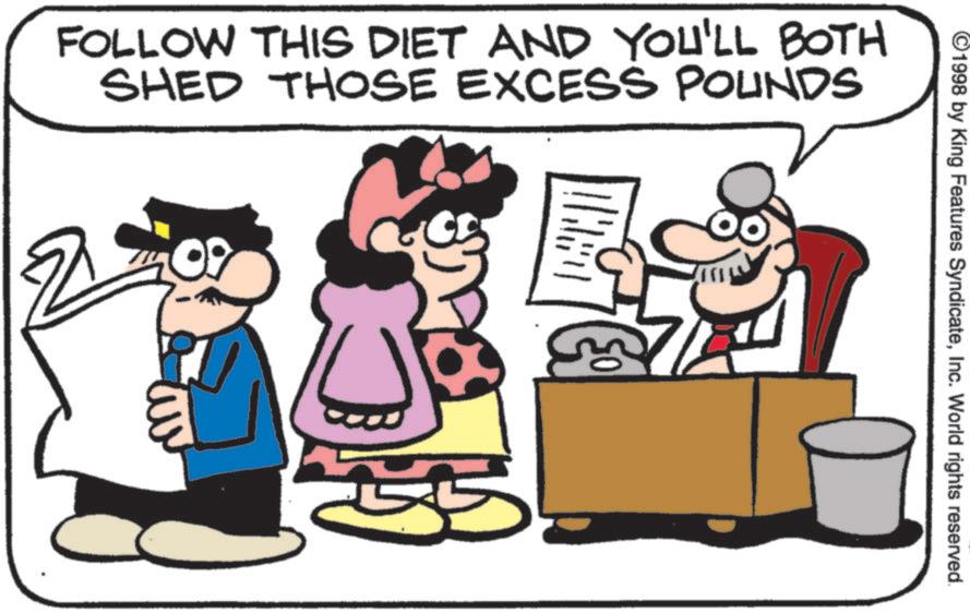 Pleased OCR: ©1998 by King Features SyndicateInc. World rights reserved. FOLLOW THIS DIET AND YOU'LL BOTH SHED THOSE EXCESS POUNDS 2 3576 © 1998 by King Features SyndicateInc. World rights reserved . FOLLOW THIS DIET AND YOU'LL BOTH SHED THOSE EXCESS POUNDS 2 3576