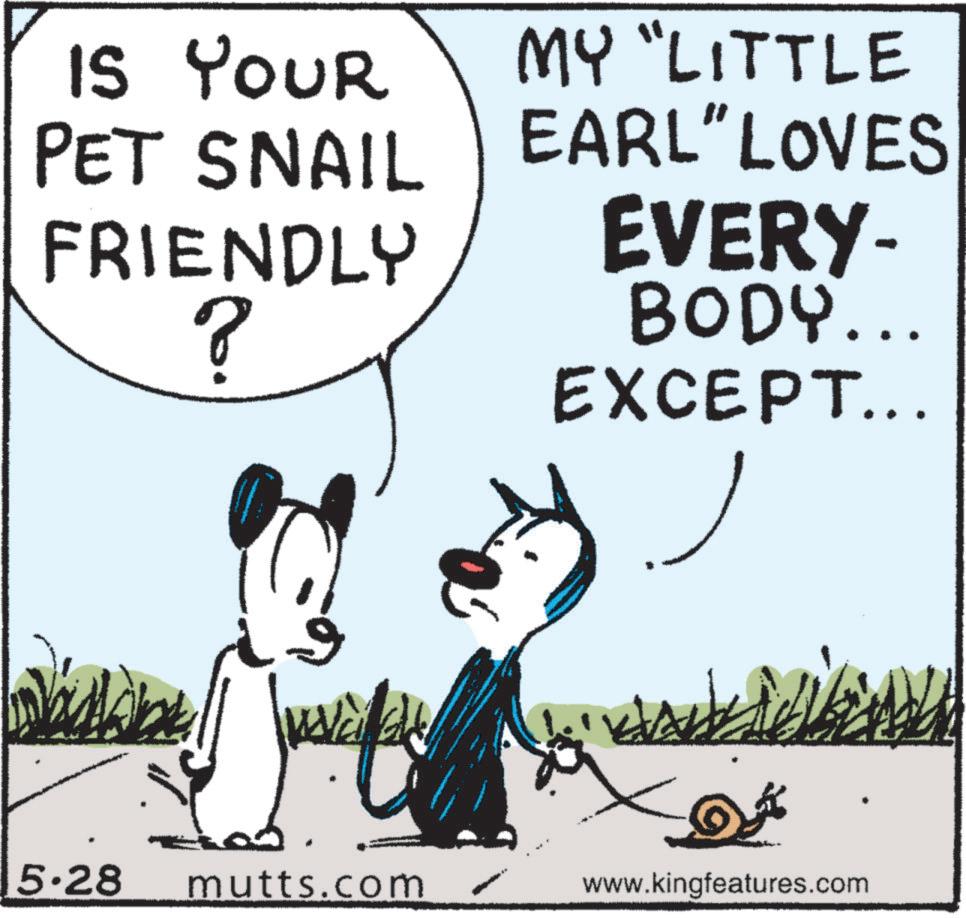 Graphics OCR: IS YOUR PET SNAIL FRIENDLY ? MY "LITTLE EARL" LOVES EVERY- BODY... EXCEPT... 5.28 mutts.com www.kingfeatures.com IS YOUR PET SNAIL FRIENDLY ? MY " LITTLE EARL " LOVES EVERY- BODY ... EXCEPT ... 5.28 mutts.com www.kingfeatures.com