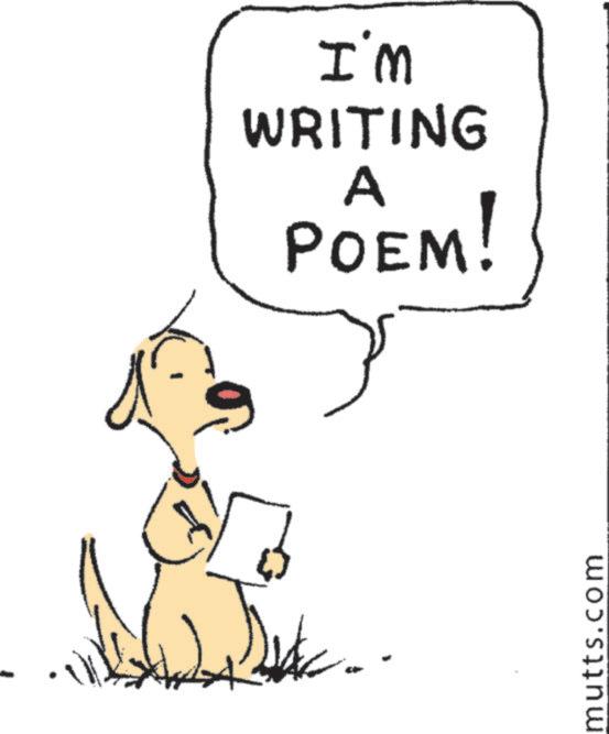 Line art OCR: I'm WRITING A POEM! mutts.com I'm WRITING A POEM ! mutts.com
