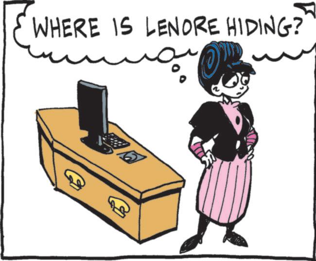 Animated cartoon OCR: WHERE IS LENORE HIDING? ? WHERE IS LENORE HIDING ? ?