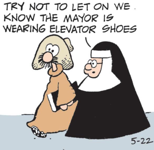 Fiction OCR: TRY NOT TO LET ON WE. KNOW THE MAYOR IS WEARING ELEVATOR SHOES 5-22 TRY NOT TO LET ON WE . KNOW THE MAYOR IS WEARING ELEVATOR SHOES 5-22
