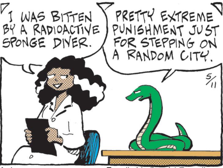 Animation OCR: I WAS BITTEN BY A RADIOACTIVE SPONGE DIVER. PRETTY EXTREME PUNISHMENT JUST FOR STEPPING ON A RANDOM CITY. 5/11 D I WAS BITTEN BY A RADIOACTIVE SPONGE DIVER . PRETTY EXTREME PUNISHMENT JUST FOR STEPPING ON A RANDOM CITY . 5/11 D