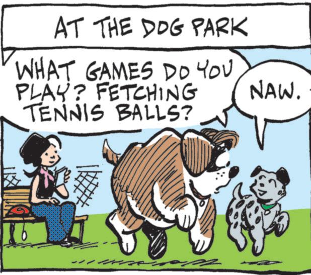 Pet Supply OCR: AT THE DOG PARK WHAT GAMES DO YOU PLAY? FETCHING TENNIS BALLS? - NAW. AT THE DOG PARK WHAT GAMES DO YOU PLAY ? FETCHING TENNIS BALLS ? - NAW .