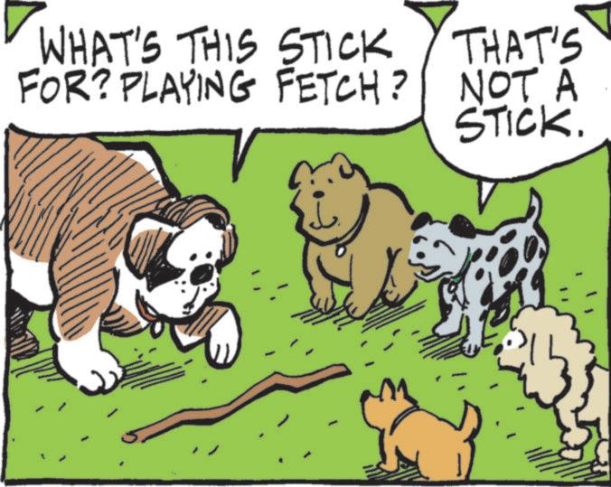 Paw OCR: WHAT'S THIS STICK THAT'S FOR? PLAYING FETCH? NOT A STICK. M WHAT'S THIS STICK THAT'S FOR ? PLAYING FETCH ? NOT A STICK . M