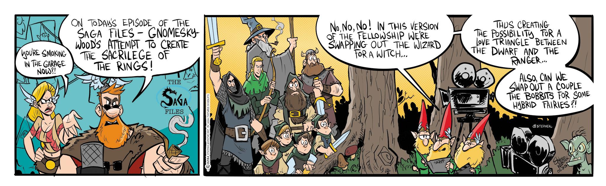 Animation OCR: YOURE SMOKING IN THE GARAGE NOW?! ON TODAY'S EPISODE OF THE SAGA FILES-GNOMESKY- WOOD'S ATTEMPT TO CREATE THE SACRILEGE OF THE RINGS! THE SAGA FILES S C NoNo! IN THIS VERSION OF THE FELLOWSHIP WE'RE SWAPPING OUT THE WIZARD FOR A WITCH... THUS CREATING THE POSSIBILITY FOR A LOVE TRIANGLE BETWEEN THE DWARF AND THE RANGER... ALSOCAN WE SWAP OUT A COUPLE THE BOBBITS FOR SOME HYBRID FAIRIES?! @STEPNEAL SCRIPT 05.2026 YOURE SMOKING IN THE GARAGE NOW ?! ON TODAY'S EPISODE OF THE SAGA FILES - GNOMESKY- WOOD'S ATTEMPT TO CREATE THE SACRILEGE OF THE RINGS ! THE SAGA FILES S C NoNo ! IN THIS VERSION OF THE FELLOWSHIP WE'RE SWAPPING OUT THE WIZARD FOR A WITCH ... THUS CREATING THE POSSIBILITY FOR A LOVE TRIANGLE BETWEEN THE DWARF AND THE RANGER ... ALSOCAN WE SWAP OUT A COUPLE THE BOBBITS FOR SOME HYBRID FAIRIES ?! @STEPNEAL SCRIPT 05.2026