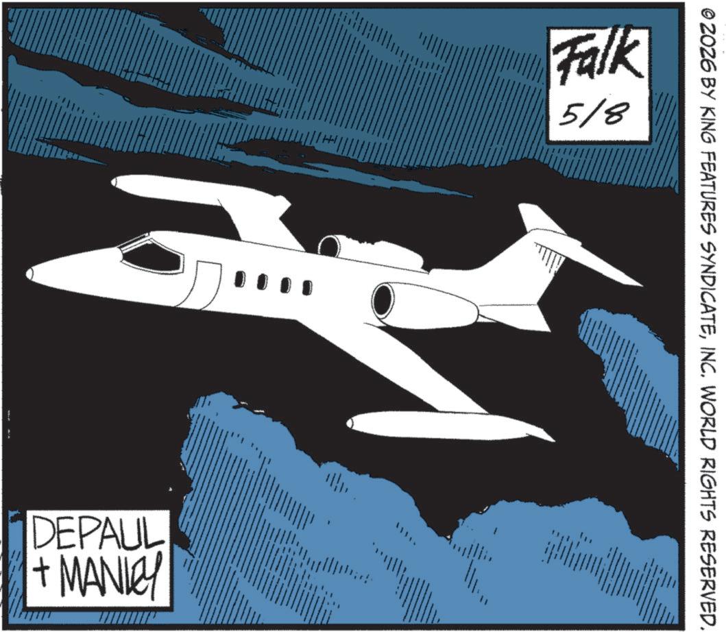 Air travel OCR: DEPAUL + MANKEY Falk 5/8 - © 2026 BY KING FEATURES SYNDICATEINC. WORLD RIGHTS RESERVED. www DEPAUL + MANKEY Falk 5/8 - © 2026 BY KING FEATURES SYNDICATEINC . WORLD RIGHTS RESERVED . www