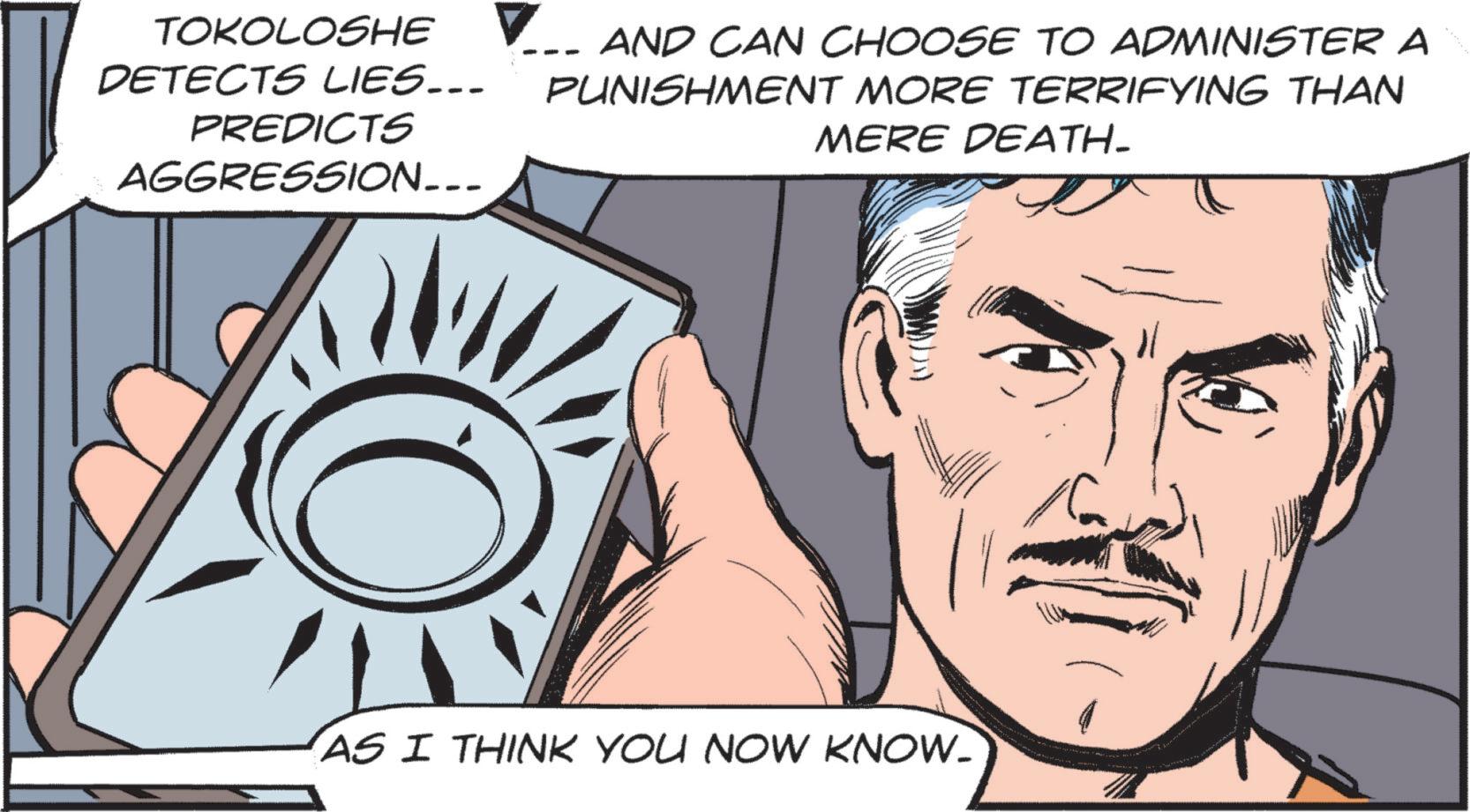 Publication OCR: TOKOLOSHE ? DETECTS LIES... PREDICTS AGGRESSION... AND CAN CHOOSE TO ADMINISTER A PUNISHMENT MORE TERRIFYING THAN MERE DEATH- AS I THINK YOU NOW KNOW_ TOKOLOSHE ? DETECTS LIES ... PREDICTS AGGRESSION ... AND CAN CHOOSE TO ADMINISTER A PUNISHMENT MORE TERRIFYING THAN MERE DEATH- AS I THINK YOU NOW KNOW_
