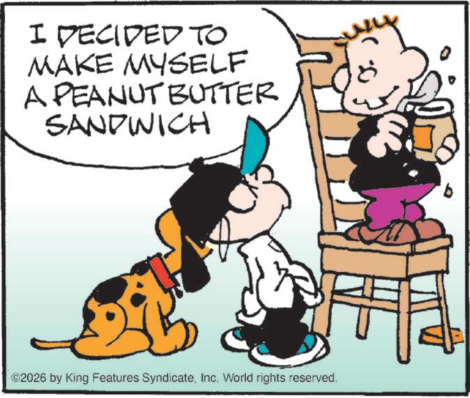 Animation OCR: I DECIDED TO MAKE MYSELF A PEANUT BUTTER SANDWICH ©2026 by King Features SyndicateInc. World rights reserved. ? b I DECIDED TO MAKE MYSELF A PEANUT BUTTER SANDWICH © 2026 by King Features SyndicateInc. World rights reserved . ? b