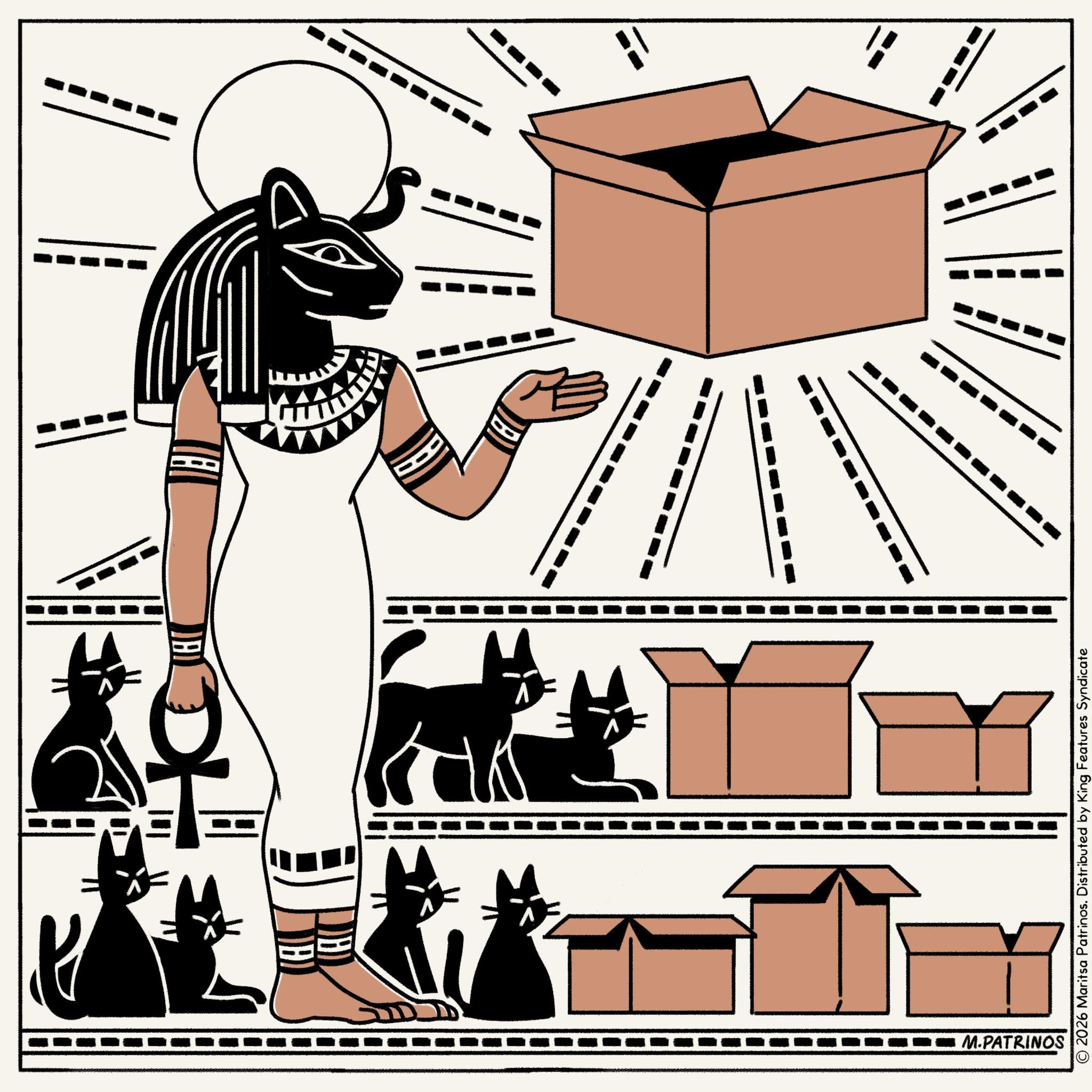 Felinae OCR: M.PATRINOS 2026 Maritsa Patrinos. Distributed by King Features Syndicate M.PATRINOS 2026 Maritsa Patrinos . Distributed by King Features Syndicate