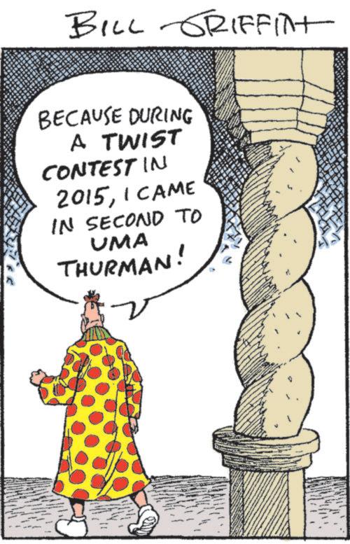Fiction OCR: BILL GRIFFINT BECAUSE DURING A TWIST CONTEST IN 2015I CAME IN SECOND TO UMA THURMAN! BILL GRIFFINT BECAUSE DURING A TWIST CONTEST IN 2015I CAME IN SECOND TO UMA THURMAN !