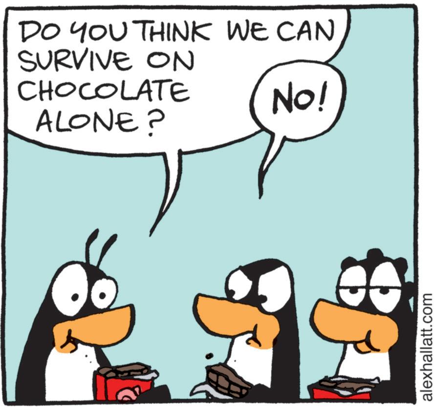 Penguin OCR: DO YOU THINK WE CAN SURVIVE ON CHOCOLATE ALONE? NO! alexhallatt.com DO YOU THINK WE CAN SURVIVE ON CHOCOLATE ALONE ? NO ! alexhallatt.com