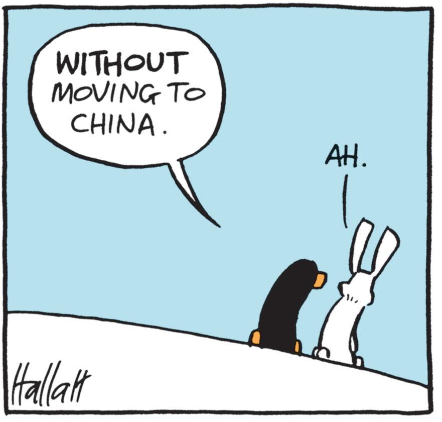 Animated cartoon OCR: WITHOUT MOVING TO CHINA. Hallatt AH. WITHOUT MOVING TO CHINA . Hallatt AH .