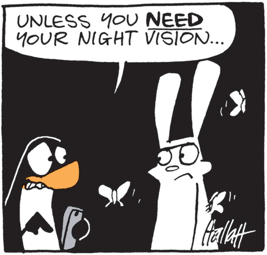 Graphic design OCR: UNLESS YOU NEED YOUR NIGHT VISION... Hallatt UNLESS YOU NEED YOUR NIGHT VISION ... Hallatt