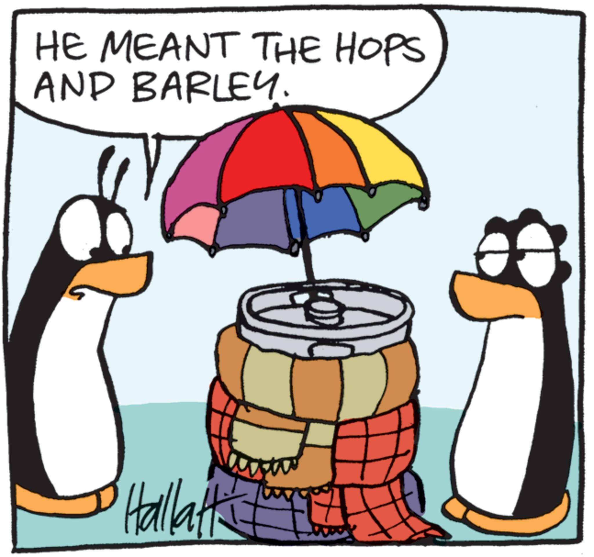 Animal Figure OCR: HE MEANT THE HOPS AND BARLEY. Hallatt HE MEANT THE HOPS AND BARLEY . Hallatt