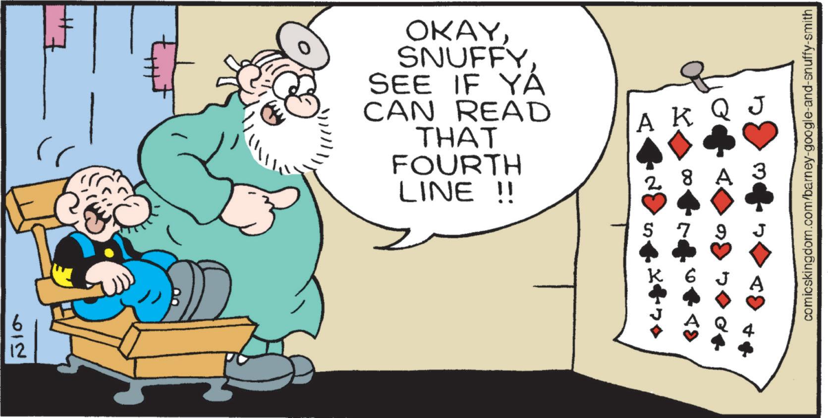 Comics OCR: 612 OKAYSNUFFY SEE IF YA CAN READ THAT FOURTH LINE !! ?? 7 A comicskingdom.com/barney-google-and-snuffy-smith 612 OKAYSNUFFY SEE IF YA CAN READ THAT FOURTH LINE !! ?? 7 A comicskingdom.com/barney-google-and-snuffy-smith