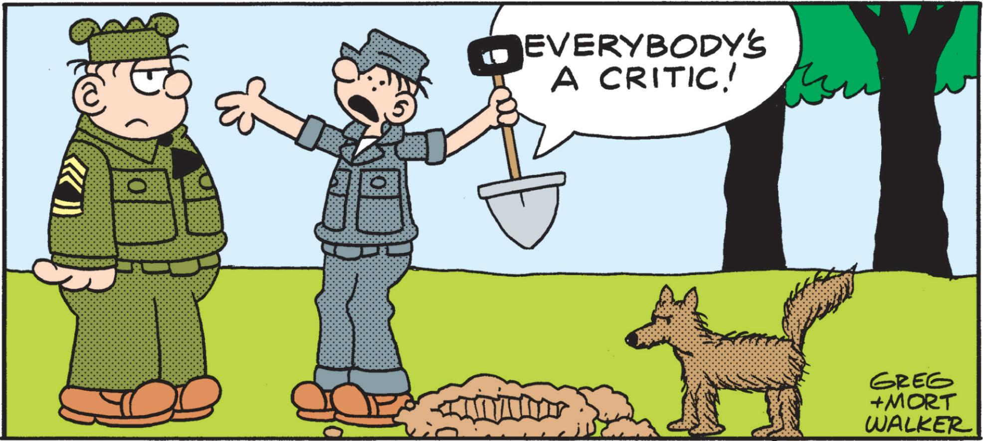 Photo caption OCR: EVERYBODY'S A CRITIC! GREG +MORT WALKER EVERYBODY'S A CRITIC ! GREG + MORT WALKER