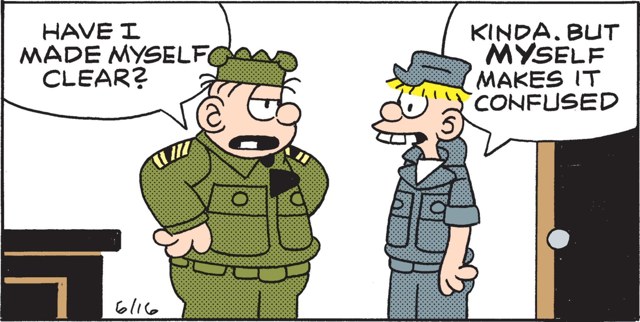 Police officer OCR: HAVE I MADE MYSELF CLEAR? KINDA. BUT MYSELF MAKES IT CONFUSED 6/16 HAVE I MADE MYSELF CLEAR ? KINDA . BUT MYSELF MAKES IT CONFUSED 6/16