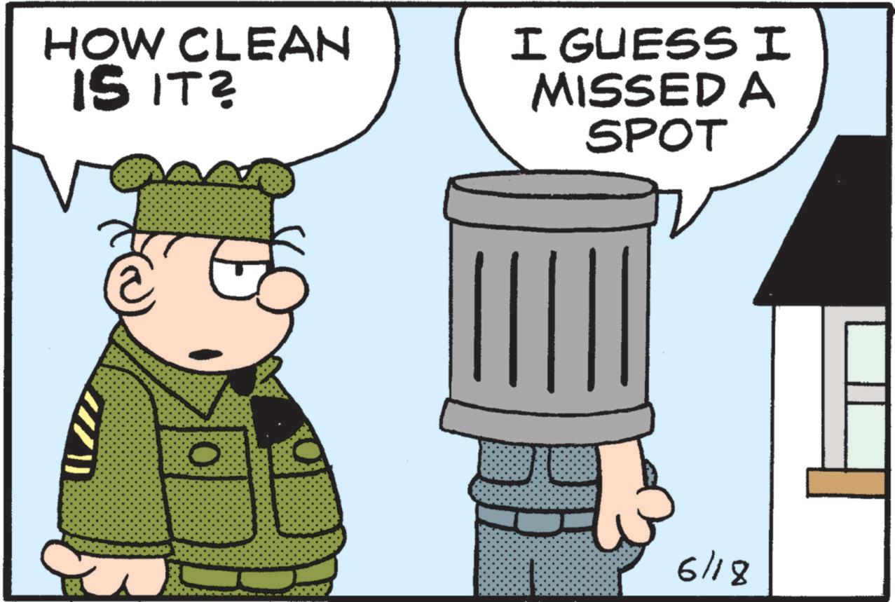 Animated cartoon OCR: HOW CLEAN IS IT? I GUESS I MISSED A SPOT 6/18 HOW CLEAN IS IT ? I GUESS I MISSED A SPOT 6/18