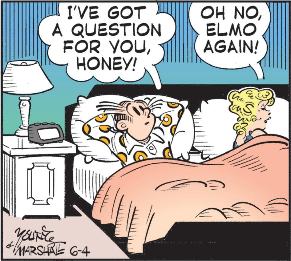 Comic book OCR: I'VE GOT A QUESTION FOR YOUHONEY! YOUNG & MARSHRE 6-4 OH NOELMO AGAIN! S I'VE GOT A QUESTION FOR YOUHONEY ! YOUNG & MARSHRE 6-4 OH NOELMO AGAIN ! S