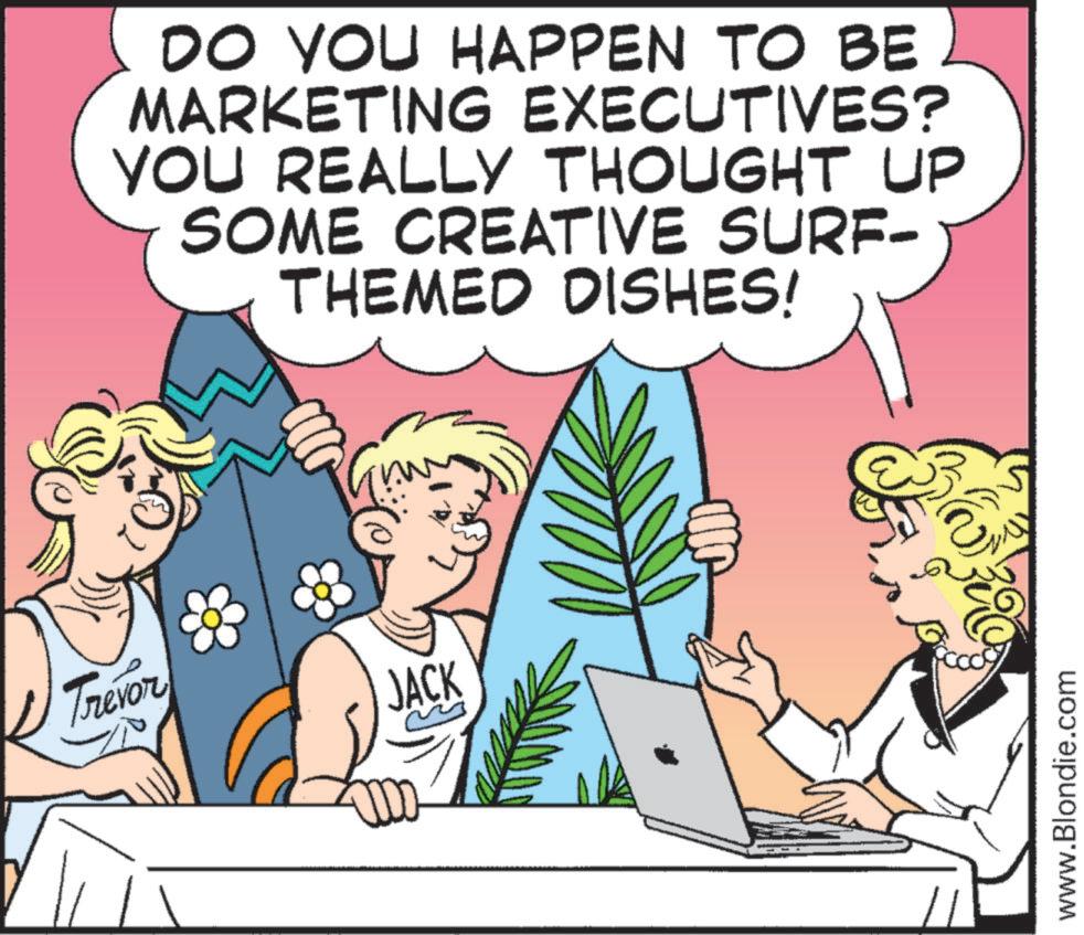 Happiness OCR: DO YOU HAPPEN TO BE MARKETING EXECUTIVES? YOU REALLY THOUGHT UP SOME CREATIVE SURF- THEMED DISHES! Trevor JACK www.Blondie.com DO YOU HAPPEN TO BE MARKETING EXECUTIVES ? YOU REALLY THOUGHT UP SOME CREATIVE SURF- THEMED DISHES ! Trevor JACK www.Blondie.com