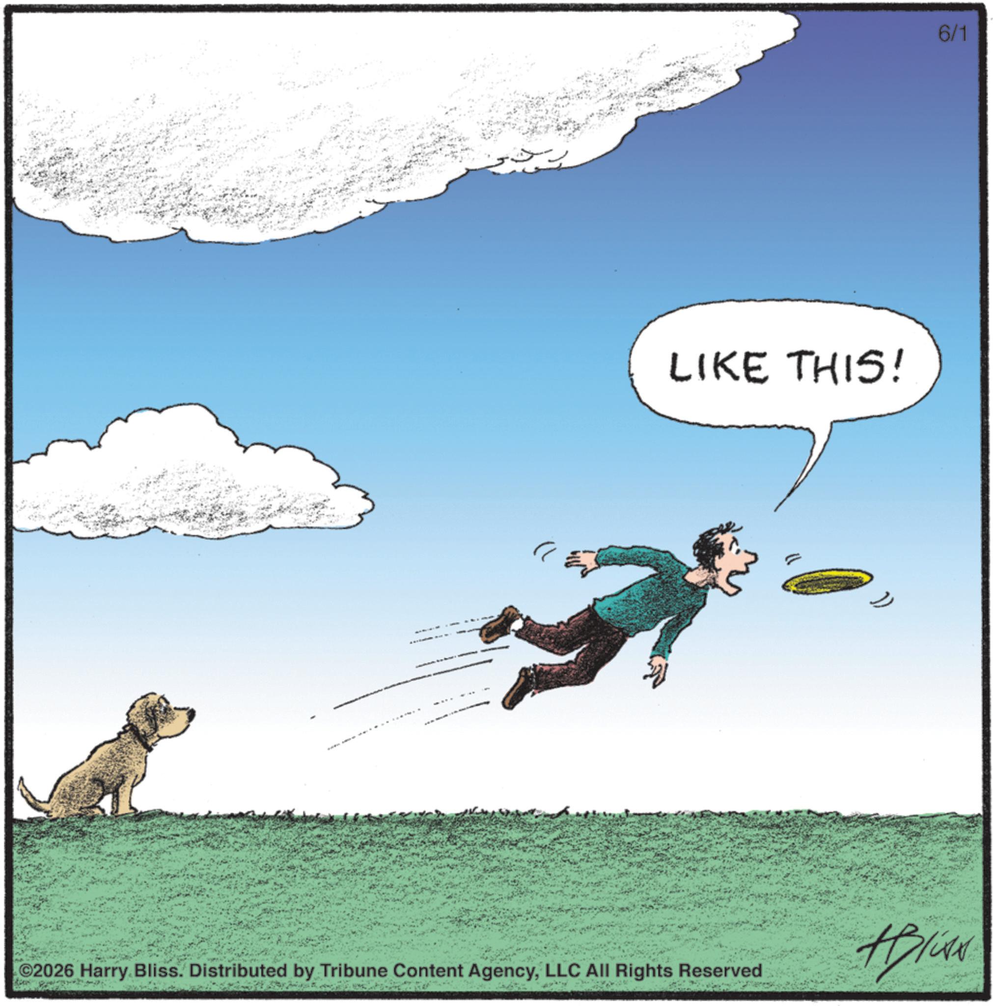 Canidae OCR: 6/1 LIKE THIS! }) Hlu ©2026 Harry Bliss. Distributed by Tribune Content AgencyLLC All Rights Reserved 6/1 LIKE THIS ! } ) Hlu © 2026 Harry Bliss . Distributed by Tribune Content AgencyLLC All Rights Reserved