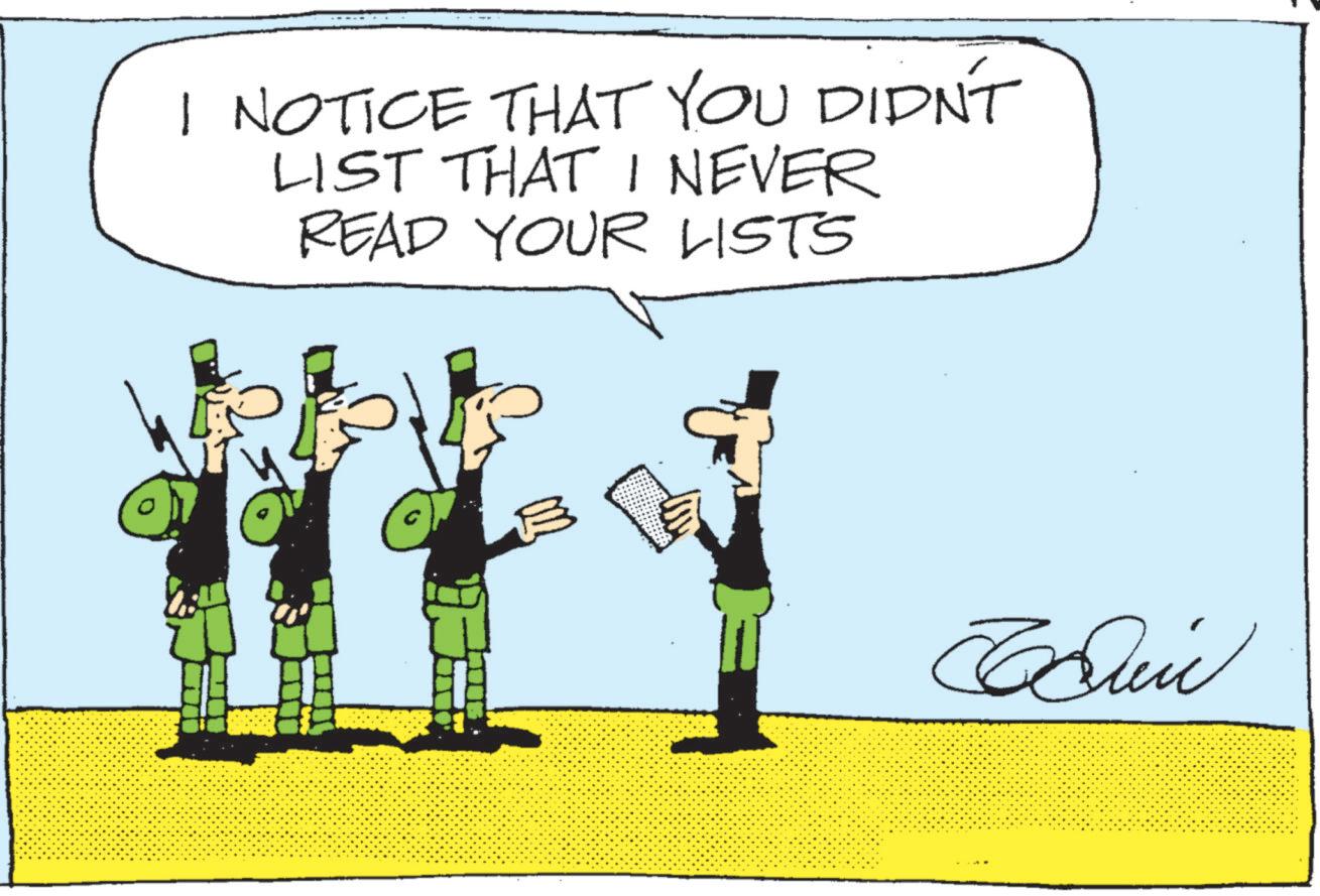 Photo caption OCR: I NOTICE THAT YOU DIDN'T LIST THAT I NEVER READ YOUR LISTS Qui I NOTICE THAT YOU DIDN'T LIST THAT I NEVER READ YOUR LISTS Qui