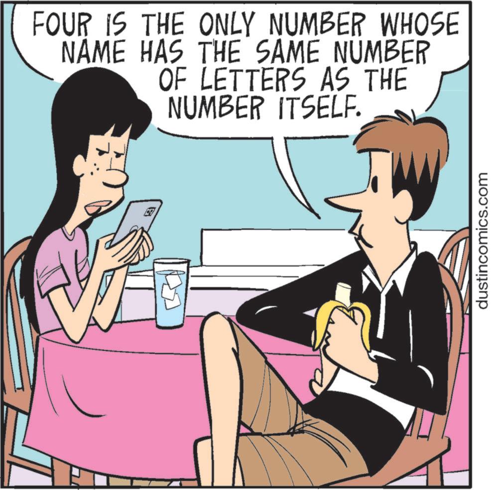Happiness OCR: FOUR IS THE ONLY NUMBER WHOSE NAME HAS THE SAME NUMBER OF LETTERS AS THE NUMBER ITSELF. dustincomics.com FOUR IS THE ONLY NUMBER WHOSE NAME HAS THE SAME NUMBER OF LETTERS AS THE NUMBER ITSELF . dustincomics.com