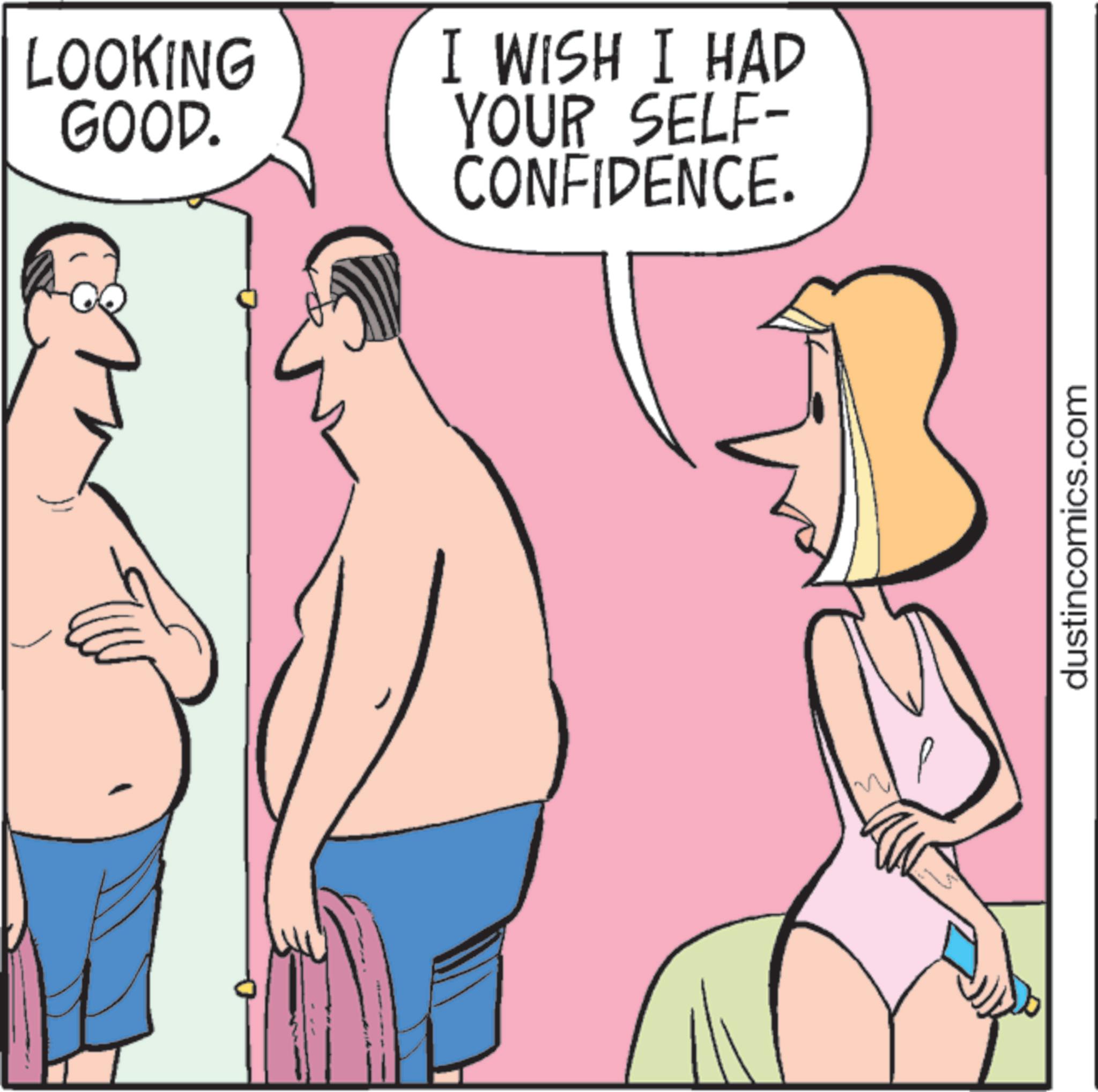 Animation OCR: LOOKING GOOD. I WISH I HAD YOUR SELF- CONFIDENCE. dustincomics.com LOOKING GOOD . I WISH I HAD YOUR SELF- CONFIDENCE . dustincomics.com