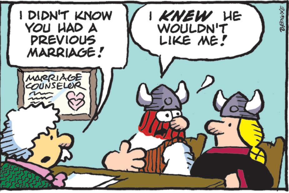 Comic book OCR: I DIDN'T KNOW YOU HAD A PREVIOUS MARRIAGE! MARRIAGE COUNSELOR I KNEW HE WOULDN'T LIKE ME! BROWNE I DIDN'T KNOW YOU HAD A PREVIOUS MARRIAGE ! MARRIAGE COUNSELOR I KNEW HE WOULDN'T LIKE ME ! BROWNE