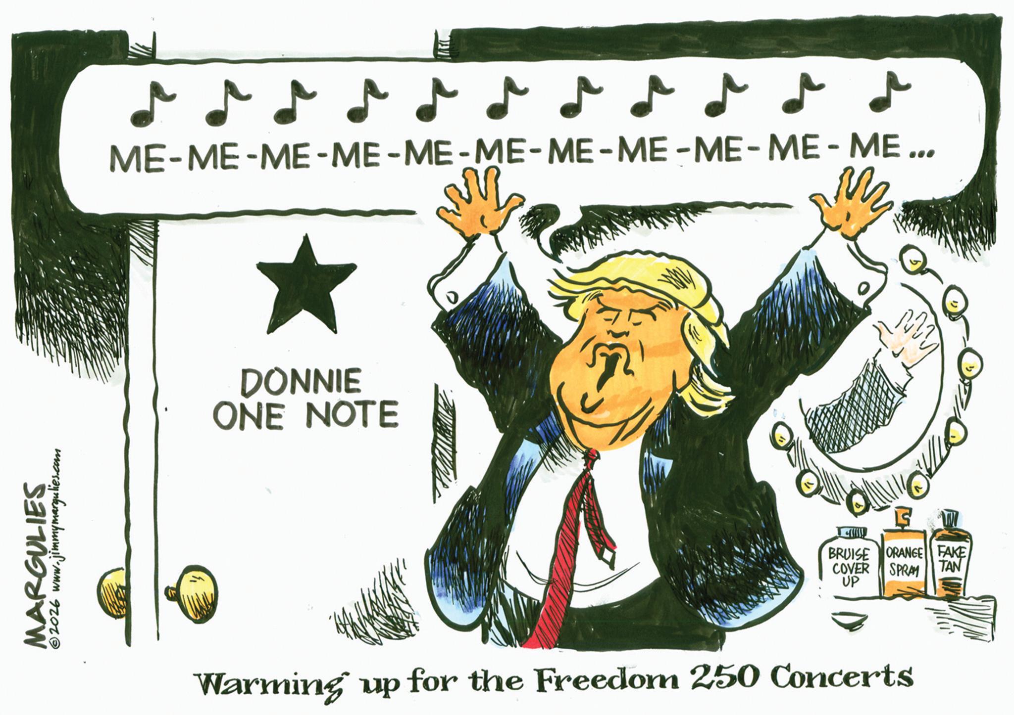 Flag of the United States OCR: MARGULIES 2026 www.jimmymargulies.com ME-ME-ME-ME-ME-ME-ME-ME-ME-ME - ME ... DONNIE ONE NOTE M BRUISE ORANGE FAKE COVER SPRAY TAN UP Warming up for the Freedom 250 Concerts MARGULIES 2026 www.jimmymargulies.com ME - ME - ME - ME - ME - ME - ME - ME - ME - ME - ME ... DONNIE ONE NOTE M BRUISE ORANGE FAKE COVER SPRAY TAN UP Warming up for the Freedom 250 Concerts