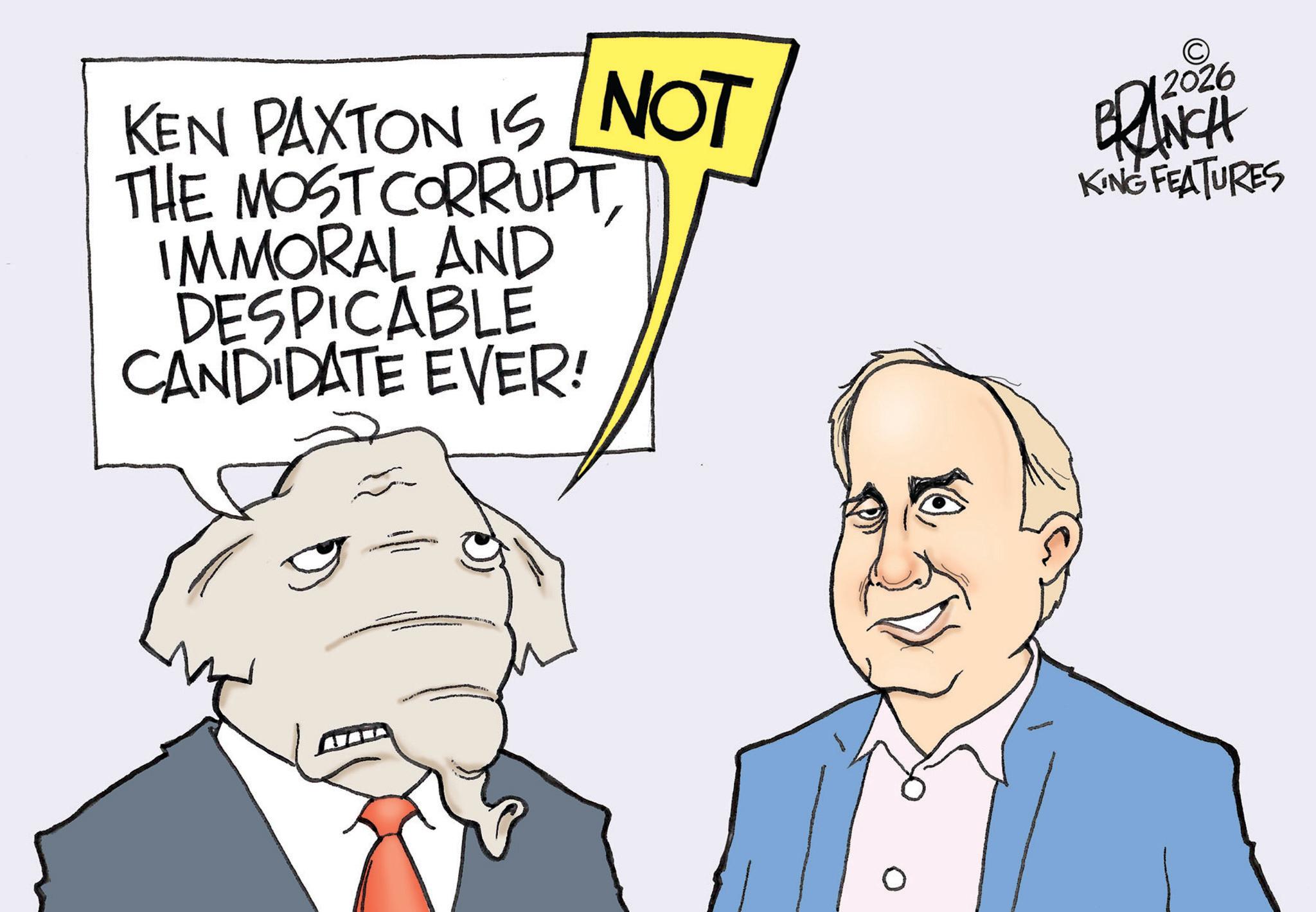 Animation OCR: KEN PAXTON IS NOT THE MOST CORRUPTIMMORAL AND DESPICABLE CANDIDATE EVER! © BRANCH KING FEATURES KEN PAXTON IS NOT THE MOST CORRUPTIMMORAL AND DESPICABLE CANDIDATE EVER ! © BRANCH KING FEATURES
