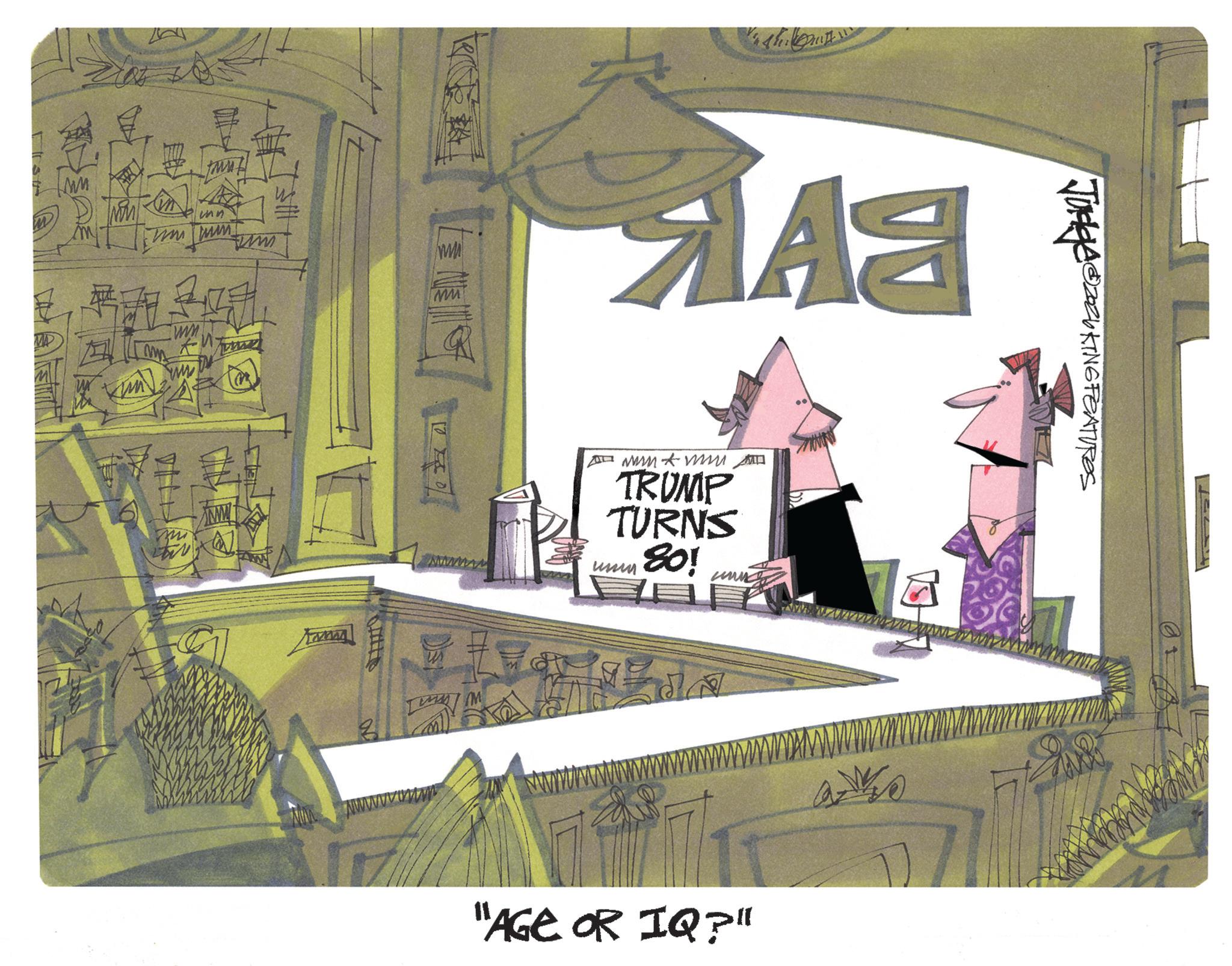 Handwriting OCR: ww JudgAZZUKING FEATURES ?? www unn ww www ? ??? m un TRUMP TURNS 80! E "AGE OR IQ?" ww JudgAZZUKING FEATURES ?? www unn ww www ? ??? m un TRUMP TURNS 80 ! E " AGE OR IQ ? "