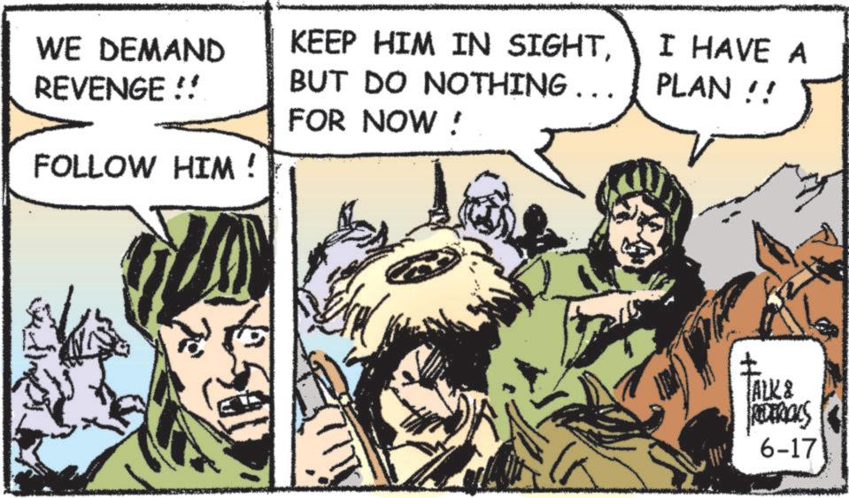 Publication OCR: WE DEMAND REVENGE!! FOLLOW HIM ! KEEP HIM IN SIGHTBUT DO NOTHING ……. FOR NOW I HAVE A PLAN !! ALK & REDERICKS 6-17 WE DEMAND REVENGE !! FOLLOW HIM ! KEEP HIM IN SIGHTBUT DO NOTHING …… . FOR NOW I HAVE A PLAN !! ALK & REDERICKS 6-17