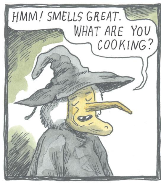 Witch hat OCR: HMM! SMELLS GREAT. WHAT ARE YOU COOKING? HMM ! SMELLS GREAT . WHAT ARE YOU COOKING ?