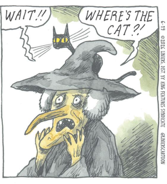 Animation OCR: WAIT!! WHERE'S THE CAT?! 6-19 ©2026 LINIERSDIST. BY KING FEATURES SYNDICATE @LINIERSCARTOON WAIT !! WHERE'S THE CAT ?! 6-19 © 2026 LINIERSDIST . BY KING FEATURES SYNDICATE @LINIERSCARTOON