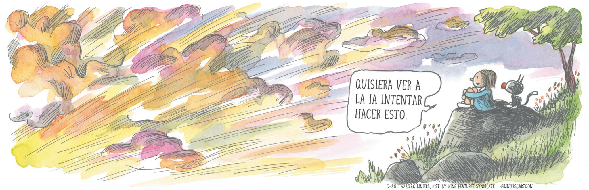 Animation OCR: QUISIERA VER A LA IA INTENTAR HACER ESTO. 6-20 2026 LINIERSDIST. BY KING FEATURES SYNDICATE @LINIERSCARTOON QUISIERA VER A LA IA INTENTAR HACER ESTO . 6-20 2026 LINIERSDIST . BY KING FEATURES SYNDICATE @LINIERSCARTOON