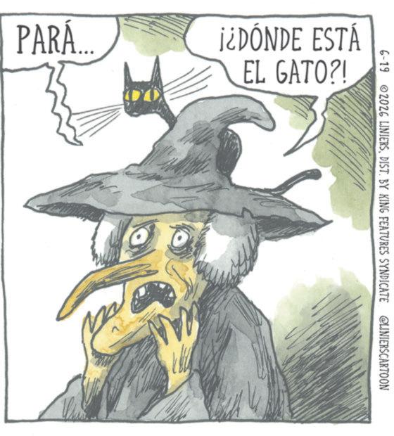 Broom OCR: PARÁ.... ¡¿DÓNDE ESTÁ EL GATO?! 6-19 ©2026 LINIERSDIST. BY KING FEATURES SYNDICATE @LINIERSCARTOON PARÁ .... ¡ ¿ DÓNDE ESTÁ EL GATO ?! 6-19 © 2026 LINIERSDIST . BY KING FEATURES SYNDICATE @LINIERSCARTOON