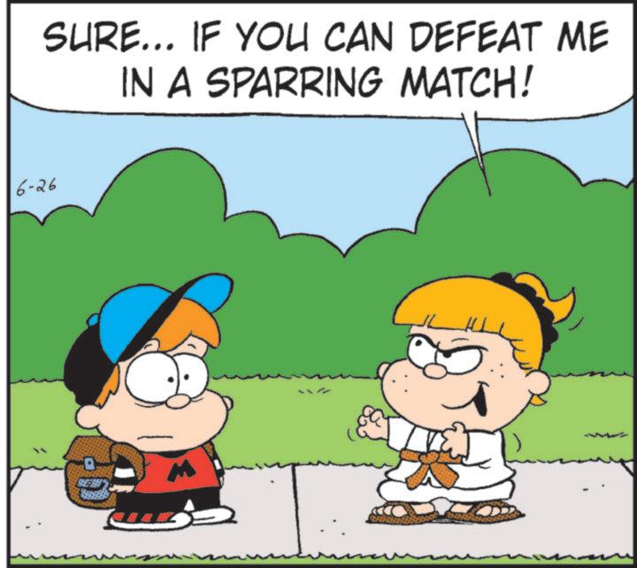 Line art OCR: 6-26 SURE... IF YOU CAN DEFEAT ME IN A SPARRING MATCH! M 6-26 SURE ... IF YOU CAN DEFEAT ME IN A SPARRING MATCH ! M