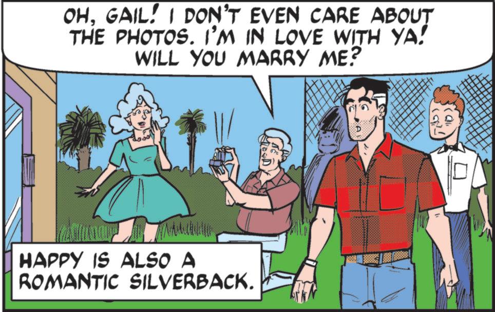 Happiness OCR: OH. GAIL! I DON'T EVEN CARE ABOUT THE PHOTOS. I'M IN LOVE WITH YA! WILL YOU MARRY ME? HAPPY IS ALSO A ROMANTIC SILVERBACK. Ra h OH . GAIL ! I DON'T EVEN CARE ABOUT THE PHOTOS . I'M IN LOVE WITH YA ! WILL YOU MARRY ME ? HAPPY IS ALSO A ROMANTIC SILVERBACK . Ra h