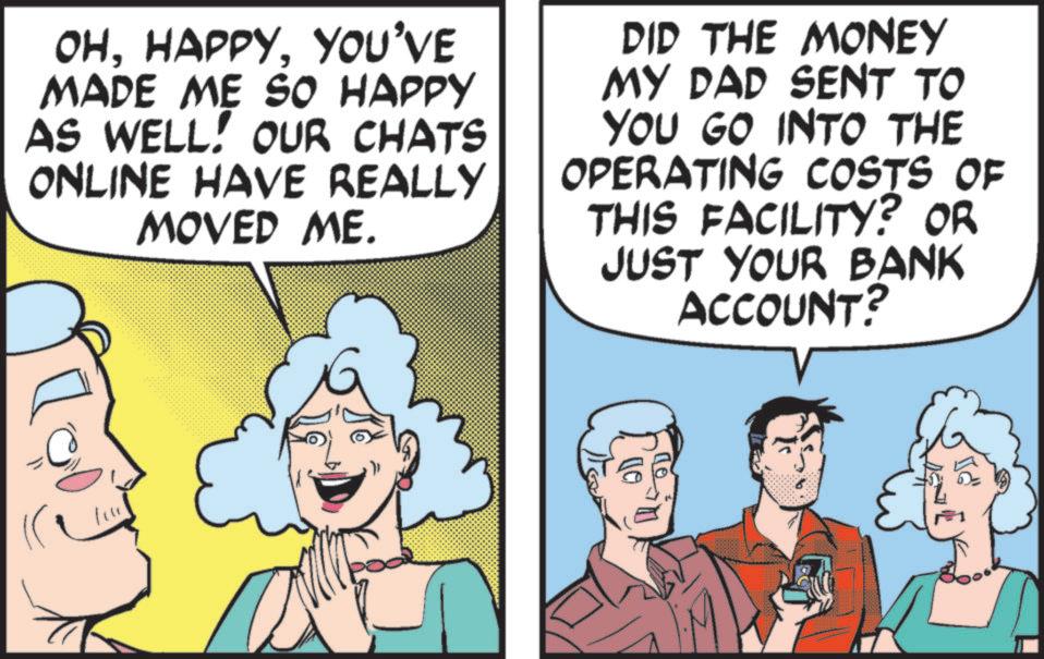 Graphics OCR: OHYOU'VE MADE ME SO HAPPY AS WELL. OUR CHATS ONLINE HAVE REALLY MOVED ME. DID THE MONEY MY DAD SENT TO YOU GO INTO THE OPERATING COSTS OF THIS FACILITY? OR JUST YOUR BANK ACCOUNT? OHYOU'VE MADE ME SO HAPPY AS WELL . OUR CHATS ONLINE HAVE REALLY MOVED ME . DID THE MONEY MY DAD SENT TO YOU GO INTO THE OPERATING COSTS OF THIS FACILITY ? OR JUST YOUR BANK ACCOUNT ?