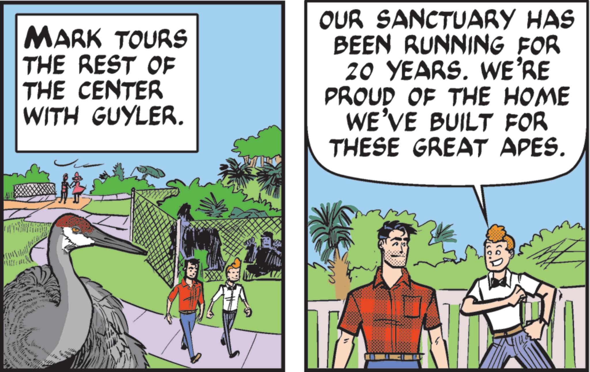 Fiction OCR: MARK TOURS THE REST OF THE CENTER WITH GUYLER. OUR SANCTUARY HAS BEEN RUNNING FOR 20 YEARS. WE'RE PROUD OF THE HOME WE'VE BUILT FOR THESE GREAT APES. ?????? ?? ?? MARK TOURS THE REST OF THE CENTER WITH GUYLER . OUR SANCTUARY HAS BEEN RUNNING FOR 20 YEARS . WE'RE PROUD OF THE HOME WE'VE BUILT FOR THESE GREAT APES . ?????? ?? ??