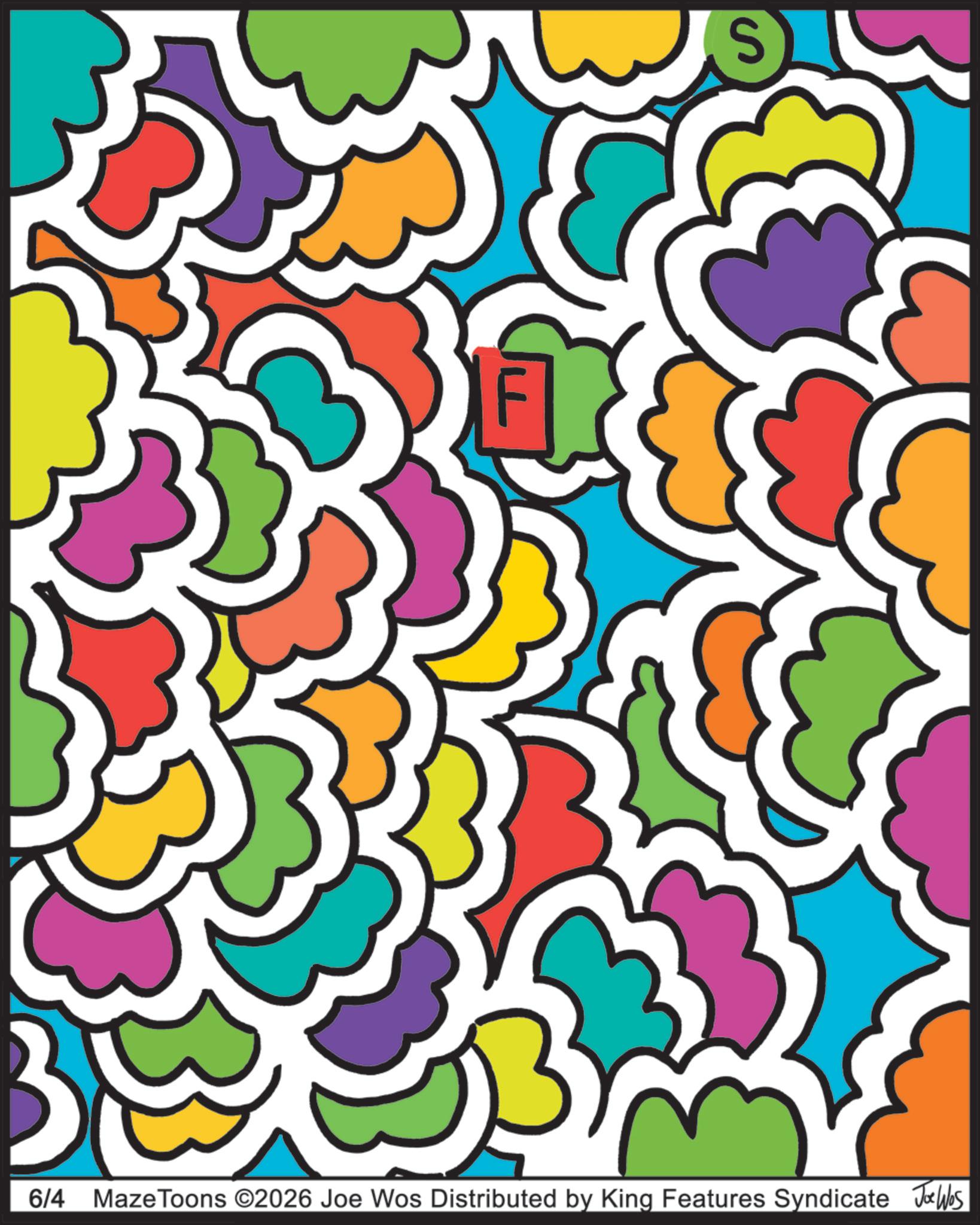Wrapping Paper OCR: S 3 6/4 MazeToons ©2026 Joe Wos Distributed by King Features Syndicate Joe Was S 3 6/4 MazeToons © 2026 Joe Wos Distributed by King Features Syndicate Joe Was