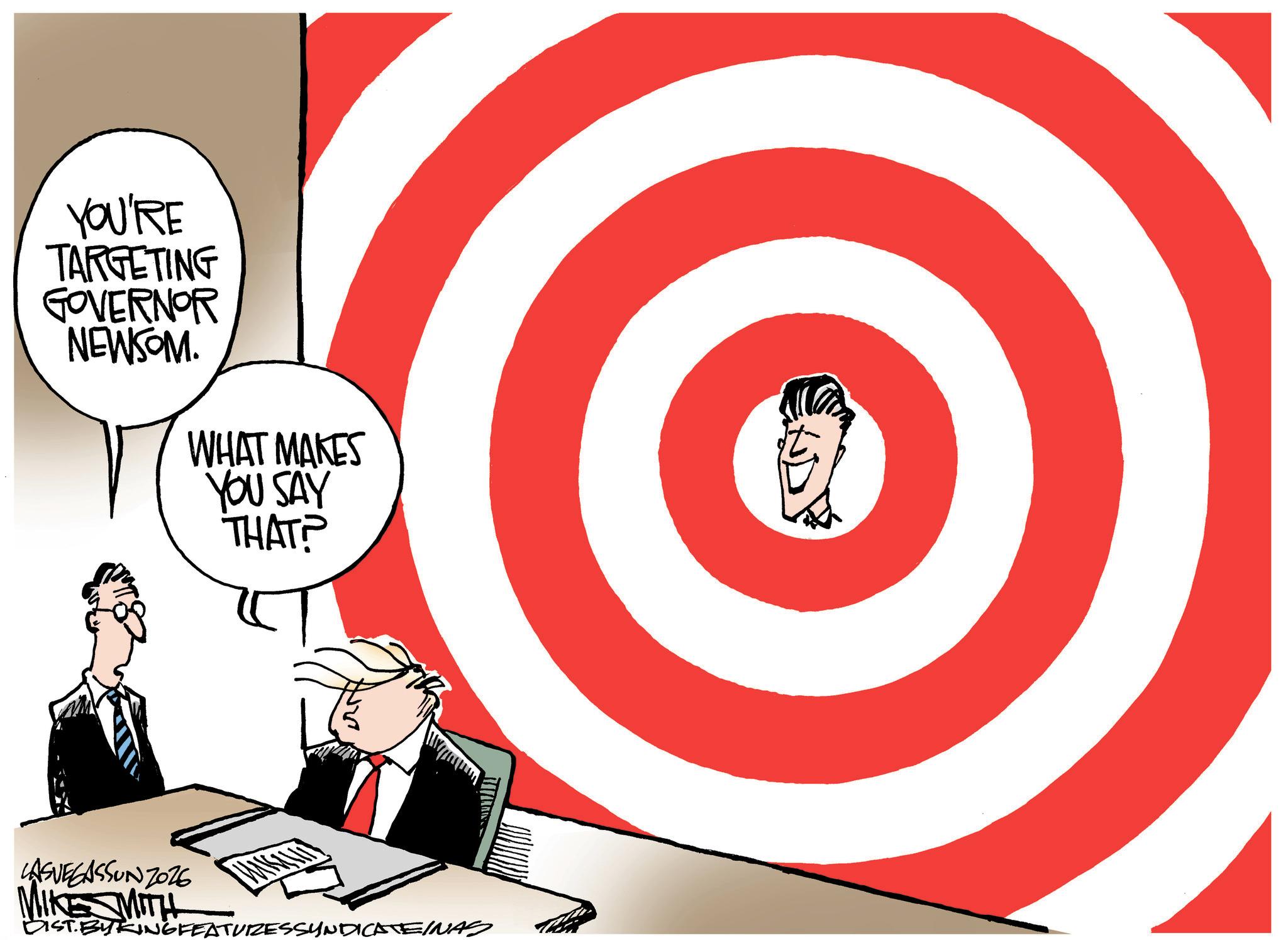 Debate OCR: YOU'RE TARGETING GOVERNOR NEWSOM. WHAT MAKES YOU SAY THAT? LASVEGASSUNZOZE MIKE MITH DIST.BYKING FEATUIZESSYNDICATEINAS YOU'RE TARGETING GOVERNOR NEWSOM . WHAT MAKES YOU SAY THAT ? LASVEGASSUNZOZE MIKE MITH DIST.BYKING FEATUIZESSYNDICATEINAS