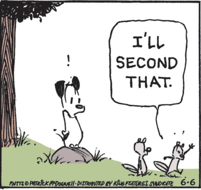Animation OCR: ! I'LL SECOND THAT. MUTTS & PATRICK MEDOUINE!!· DISTRIBUTED BY KING FEATURES SYNDICATE 6.6 ! I'LL SECOND THAT . MUTTS & PATRICK MEDOUINE !! · DISTRIBUTED BY KING FEATURES SYNDICATE 6.6